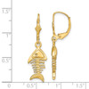 Lex & Lu 14k Yellow Gold 3D Fishbone Leverback Earrings - 4 - Lex & Lu