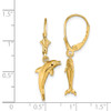 Lex & Lu 14k Yellow Gold 3D Mini Dolphin Jumping Leverback Earrings - 4 - Lex & Lu