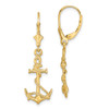 Lex & Lu 14k Yellow Gold 3D Anchor w/Shackle & Entwined Rope Leverback Earrings - Lex & Lu