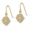 Lex & Lu 14k Yellow Gold w/Rhod D/C Center Mini Filigree Medallion Wire Earrings - 2 - Lex & Lu