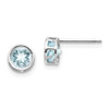 Lex & Lu 14k White Gold 5mm Bezel Aquamarine Stud Earrings - Lex & Lu