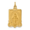 Lex & Lu 14k Yellow Gold Solid Large Rectangle Framed Miraculous Medal Pendant - Lex & Lu