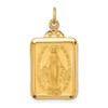 Lex & Lu 14k Yellow Gold Solid Rectangle w/Fan Top Miraculous Medal Pendant - Lex & Lu