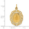 Lex & Lu 14k Yellow Gold Solid Med Fancy Pierced Oval Miraculous Medal Pendant - 4 - Lex & Lu