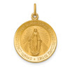 Lex & Lu 14k Yellow Gold Solid Small Round Miraculous Medal Pendant - Lex & Lu