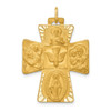 Lex & Lu 14k Yellow Gold Solid Polished/Satin Large 4-Way Medal Pendant Cross - Lex & Lu