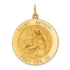 Lex & Lu 14k Yellow Gold Solid Large Round St. Anthony Medal Pendant - Lex & Lu