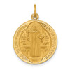 Lex & Lu 14k Yellow Gold Solid Round Reversible St. Benedict Medal Pendant - Lex & Lu