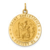 Lex & Lu 14k Yellow Gold Solid Med Round St. Christopher Medal Pendant LALXR1791 - Lex & Lu