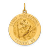 Lex & Lu 14k Yellow Gold Solid Large Round St. Christopher Medal Pendant - Lex & Lu