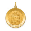 Lex & Lu 14k Yellow Gold Solid Large Round St. Joseph Medal Pendant - Lex & Lu