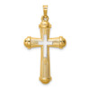 Lex & Lu 14k Two-tone Gold Hollow Polished Cross w/Center Cross Charm - Lex & Lu