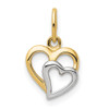 Lex & Lu 14k Yellow Gold w/Rhodium Polished Hearts Pendant - Lex & Lu