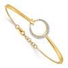 Lex & Lu 14k Yellow Gold Polished Moon and Star Diamond 7'' w/.5'' Ext. Bracelet - Lex & Lu