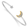 Lex & Lu 14k Two-tone Gold Moon w/Star Diamond Cuff Bangle - Lex & Lu