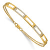Lex & Lu 14k Yellow Gold Polished Rectangle Link Diamond Double 7'' Bracelet - Lex & Lu