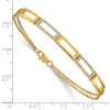 Lex & Lu 14k Yellow Gold Polished Rectangle Link Diamond Double 7'' Bracelet - 4 - Lex & Lu
