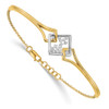 Lex & Lu 14k Two-tone Gold Polished Fancy Square Dia. Bar 7'' w/.5'' Ext. Bracelet - Lex & Lu