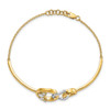 Lex & Lu 14k Two-tone Gold Polished Dia. Trple Circle Bar 7'' w/.5'' Ext. Bracelet - 2 - Lex & Lu