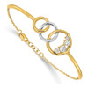 Lex & Lu 14k Two-tone Gold Polished Dia. Trple Circle Bar 7'' w/.5'' Ext. Bracelet - 3 - Lex & Lu