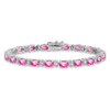 Lex & Lu 14k White Gold Created Pink Sapphire and Diamond Bracelet - 3 - Lex & Lu
