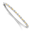 Lex & Lu 14k White Gold Citrine and Diamond Bangle LAL144 - Lex & Lu