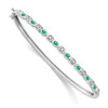 Lex & Lu 14k White Gold Emerald and Diamond Bangle LAL146 - Lex & Lu