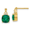 Lex & Lu 14k Yellow Gold Created Emerald and Diamond Earrings LAL627 - Lex & Lu