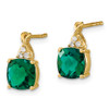 Lex & Lu 14k Yellow Gold Created Emerald and Diamond Earrings LAL627 - 2 - Lex & Lu