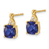 Lex & Lu 10k Yellow Gold Created Sapphire and Diamond Earrings LAL634 - 2 - Lex & Lu
