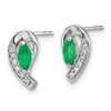 Lex & Lu 10k White Gold 1/20Ct Diamond & Emerald Earrings - 2 - Lex & Lu