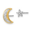 Lex & Lu 14k Two-tone Gold Moon &Star Diamond Mis-match Post Earrings - 3 - Lex & Lu