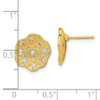 Lex & Lu 14k Yellow Gold Polished and Textured Diamond Circle Post Earrings - 4 - Lex & Lu