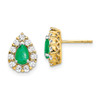 Lex & Lu 14k Yellow Gold Emerald and Diamond Earrings LAL840 - Lex & Lu