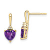 Lex & Lu 10k Yellow Gold Amethyst and Diamond Earrings LAL851 - Lex & Lu