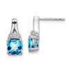 Lex & Lu 10k White Gold Blue Topaz and Diamond Earrings LAL860 - Lex & Lu