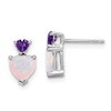 Lex & Lu 14k White Gold Created Opal & Amethyst Earrings - Lex & Lu