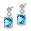 Lex & Lu 14k White Gold Blue Topaz and Diamond Earrings LAL898 - 2 - Lex & Lu