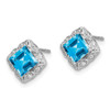 Lex & Lu 14k White Gold Blue Topaz and Diamond Earrings LAL907 - 2 - Lex & Lu