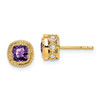 Lex & Lu 10k Yellow Gold Cushion Amethyst and Diamond Earrings - Lex & Lu