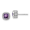 Lex & Lu 14k White Gold Cushion Amethyst and Diamond Earrings LAL977 - Lex & Lu