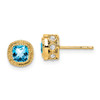 Lex & Lu 14k Yellow Gold Cushion Blue Topaz and Diamond Earrings - Lex & Lu