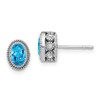 Lex & Lu 14k White Gold Oval Blue Topaz and Diamond Earrings LAL1009 - Lex & Lu