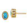 Lex & Lu 14k Yellow Gold Oval Blue Topaz and Diamond Earrings - Lex & Lu