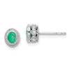 Lex & Lu 14k White Gold Emerald and Diamond Earrings LAL1013 - Lex & Lu