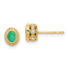 Lex & Lu 14k Yellow Gold Emerald and Diamond Earrings LAL1014 - Lex & Lu