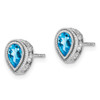 Lex & Lu 14k White Gold Pear Blue Topaz and Diamond Earrings LAL1025 - 2 - Lex & Lu