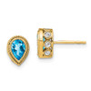 Lex & Lu 14k Yellow Gold Pear Blue Topaz and Diamond Earrings - Lex & Lu