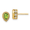 Lex & Lu 14k Yellow Gold Pear Peridot and Diamond Earrings - Lex & Lu