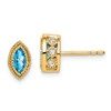 Lex & Lu 14k Yellow Gold Marquise Blue Topaz and Diamond Earrings - Lex & Lu